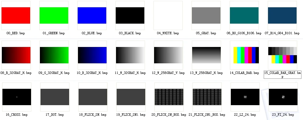 AG-5116 built-in 24+ test patterns: solids, grayscale, color bars, gradients, grids, etc.