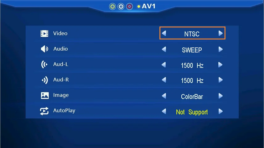 AV channel settings screen
