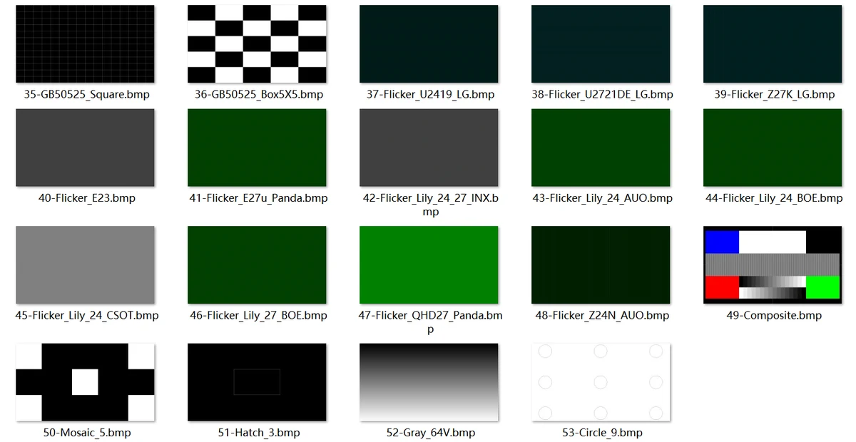 SVG-2302 built-in test patterns (2): grid, Flicker, mosaic, dots, etc.