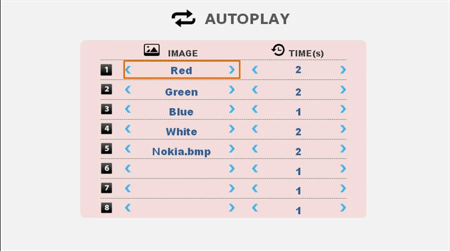 SVG-202 auto-play settings screen